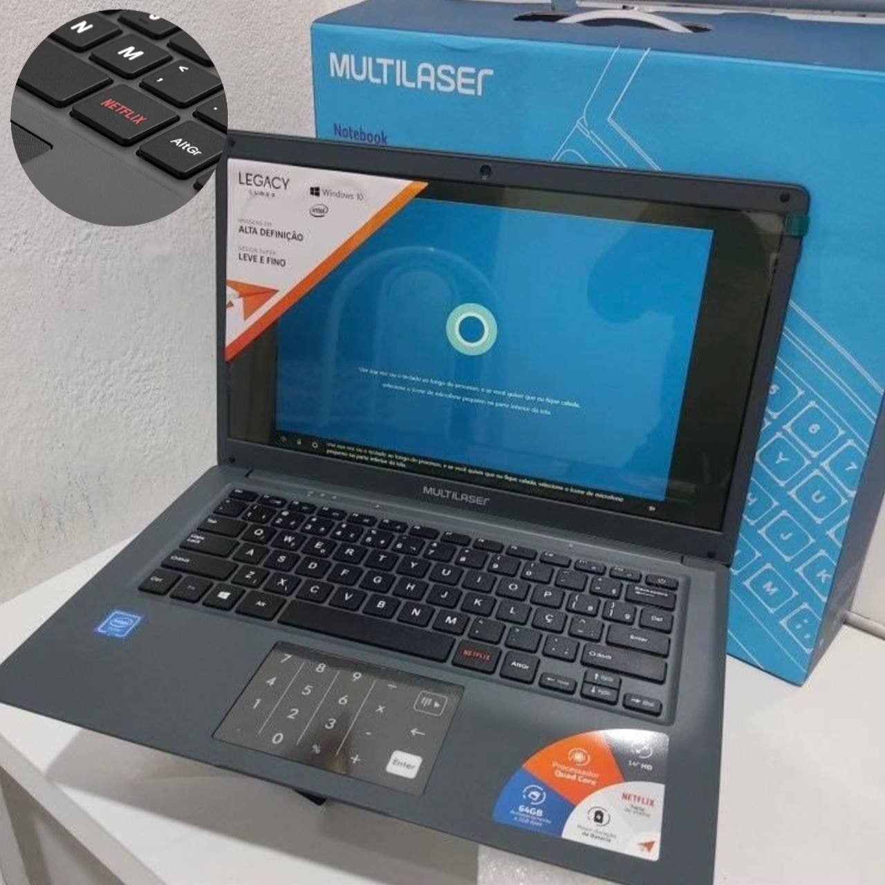 Notebook Multilaser PC134 Legacy Cloud Intel AtomZ8350 2GB 64GB W10 14" Cinza Promoções do Dia