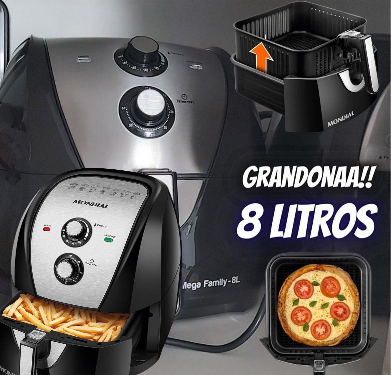 Fritadeira Elétrica Sem Óleo Air Fryer Mondial Mega Family AFN80BI 8L