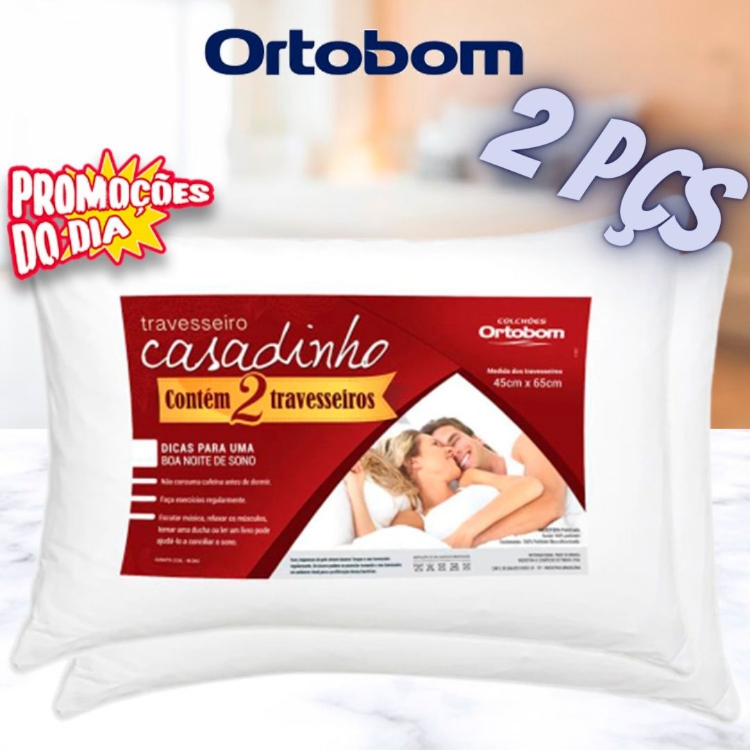 Travesseiro Ortobom Casadinho Fibra de Poliéster Siliconizada 45 x 65