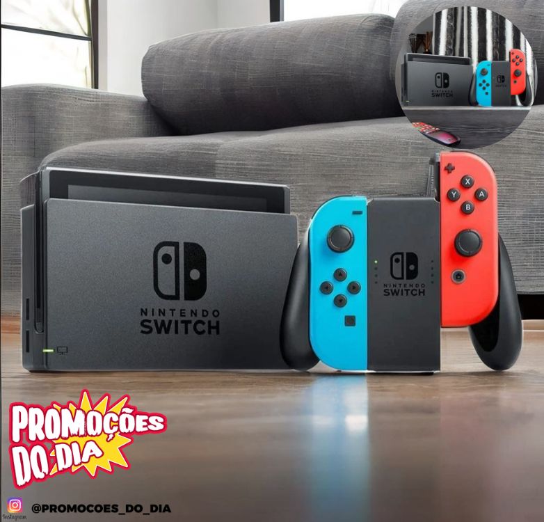 Console Nintendo Switch Azul Neon e Vermelho Neon Promoções do Dia