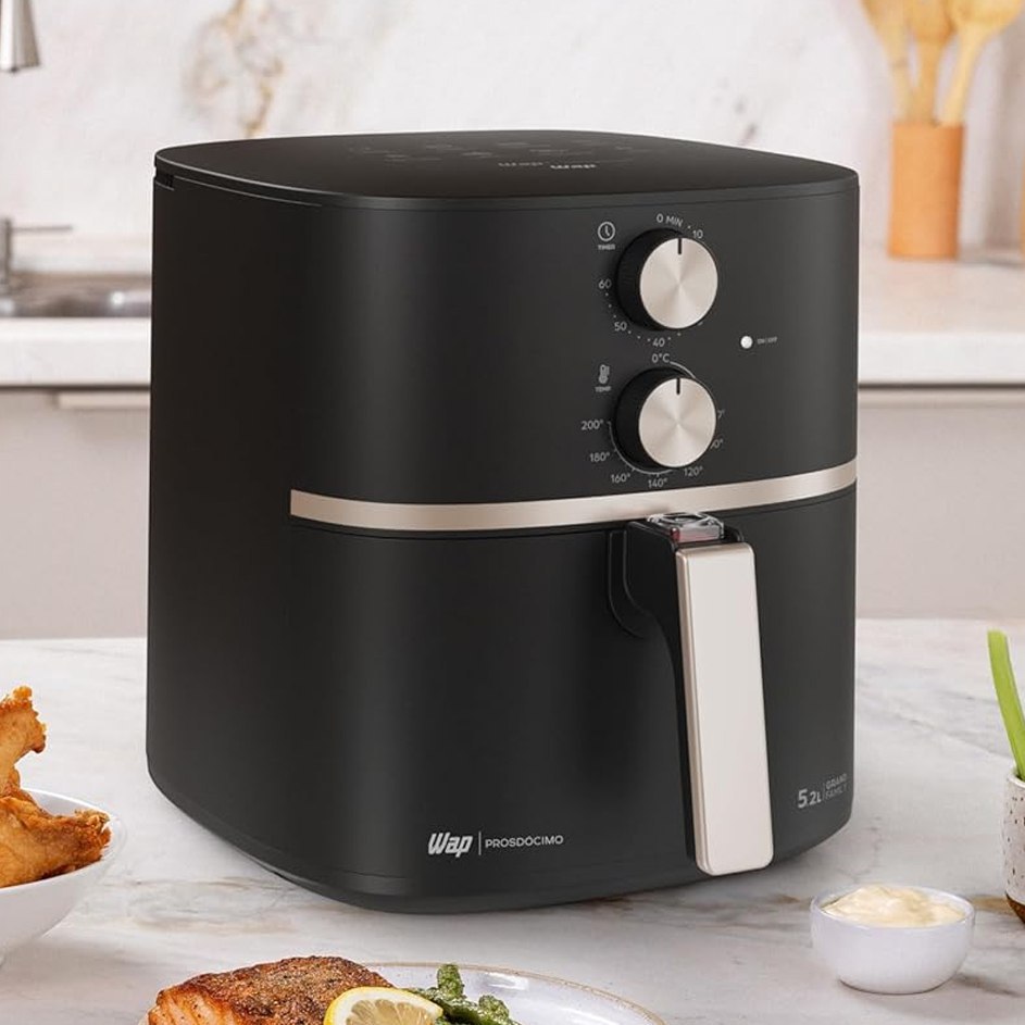 WAP Fritadeira Elétrica Air Fryer 5,2 Litros Temperatura Ajustável com